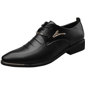 Heren Formele Loafers Klassieke Veterschoenen Formele Smoking Schoenen Zakelijke Bruiloft Mode Oxford,zwart,38 EU