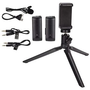 Lavalier-microfoonsysteem, 100ft Cardioïde Omnidirectionele Handheld Vlogging Draadloze Condensatormicrofoon voor camera's
