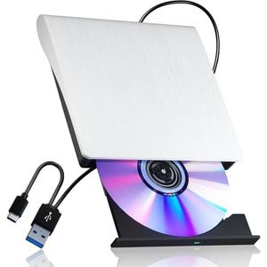2-in-1 externe CD/DVD-drive USB 3.0 CD/DVD+/-RW-leesbrander Draagbare optische schijven for laptop-pc Windows Linux MacOS(MBUSD-700DH-CL-6M)