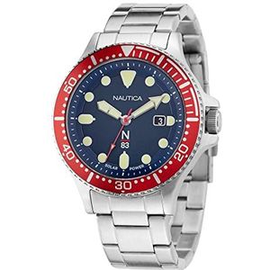 Nautica N83 heren NAPCBS308 Cocoa Beach roestvrij stalen armband horloge, zilverkleurig/blauw/SST, Zilveren Toon/Blauw/SST