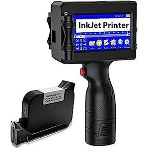 Handprinter Labelprinter Handheld inkjetprinter for batch-streepjescodes Digitale identificatie Draagbare printer 12,7 mm Sneldrogend en waterdicht(With 2 Cartridges-B)