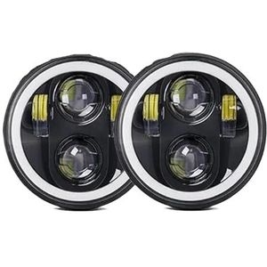 LED koplamp Motorfiets Koplamp 5.75 Inch Angel Eyes Ronde Led-verlichting Voor Schedel Motorfiets Koplampen Dimlicht Lamp 160W 6500k led-motorlamp(2PCS BLACK)