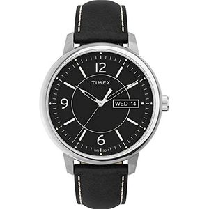 Timex Heren Chicago 45mm TW2V29200VQ, Zwart/Zwart/Zilverkleurig, Eén maat, 45 mm Chicago Dag Datum