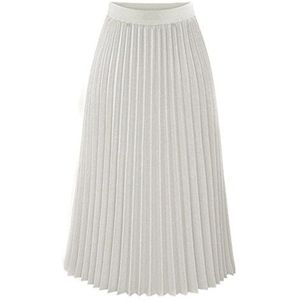 Plisseerrok voor dames, midi-lang, elegant, plooirok, zomer, boho, plooirok, elastisch, chiffon, lange strandrok, wit, XL