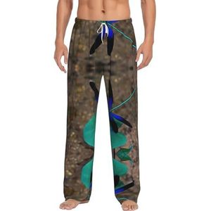 Zwart En Blauw Dragonfly Mannen Lange Lounge Wear Broek Nachtkleding Pyjama Bottoms Nachtkleding Nachtkleding Met Zakken En Trekkoord, Wit, S