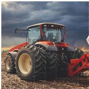 Decoratieve Building Baksteen Blok Puzzel, Tractor Werken Op Boerderij Zonsondergang Afdrukken, Box Brain Game Puzzel Fotolijsten Poster Frames, Opknoping Poster Home Decor, Vierkante Vormige Kleine