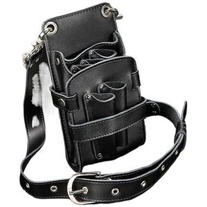 Kapperstas voor uitrusting Haarschaar Tas Clips Tas Kappersschaar Holster Tas Houder Koffer Met Heupriem Kapperstas(Black)