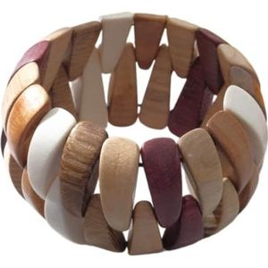 Handgemaakte dubbele golf houten armband - milieuvriendelijke as, eik en abrikoos, Medium, Hout, geen edelsteen