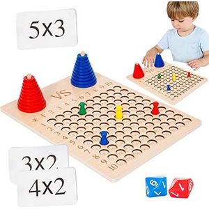 Sysdisen Vermenigvuldigingsspel, wiskundige blokplanken van hout, Toy – educatief bordspel voor wiskunde tafel voor kleuterleren, speelgoed