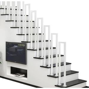 YJDZ U-vormige smeedijzeren trapleuningen, industriële antislip leuning voor garage, veranda, tuin - 200 kg, enkel stuk (wit, 65 cm)