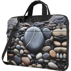 SSIMOO Gekleurde strepen verticale stijlvolle en lichtgewicht laptop messenger bag, handtas, aktetas, perfect voor zakenreizen, Strand Stone1, 15.6 inch
