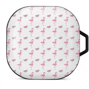 Roze flamingo en watermeloen oordopjes hoesje compatibel met Samsung hard shell beschermhoes zwart-stijl