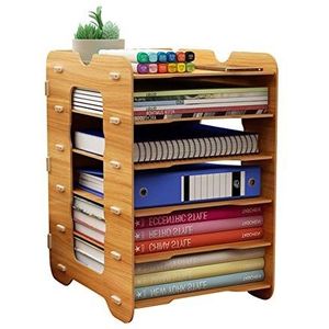 Bamboe Houder, Bureau Map Organiser, Houten Bureau Sorter Organizer, All-Purpose Document Brievenbak Sorter met 6 Planken, Kantoorbenodigdheden Opslaghouder (Kleur: A, Maat: 27x33x36.5cm) (Color : A