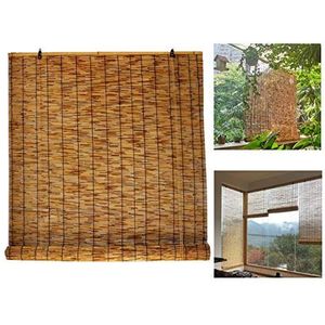 Natuurlijk Rolgordijn, Gemaakt Van Riet, Bamboe Oprolbare Ramen, Licht Filterend, Ademend, Privacybescherming, Zonwering Retro Vouwgordijn,150x250cm/59x98.5in