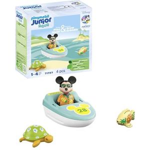 PLAYMOBIL JUNIOR Aqua & Disney 71707 Mickey's boottocht, inclusief opblaasbare boot en zeedieren, duurzaam speelgoed gemaakt van plantaardig plastic, speelgoed voor kinderen vanaf 1 jaar