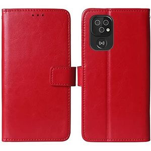 Gukas Premium Flip Lederen Hoesje Telefoonhoes voor Doro 8100/8110/8100 Plus 6.1"" Boek Business Folio Protector Bescherming Portemonnee Stand Kaartsleuven (rood)