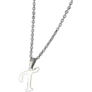 Eenvoudige zilveren kleur 26 letter hanger ketting mode unisex AZ initialen roestvrijstalen choker sleutelbeen ketting sieraden (Style : FN782188)