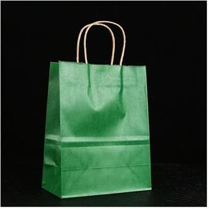 10/25Pcs Gift Kraft Papieren Zakken Vakantie Winkelen DIY Multifunctionele Recyclebare Papieren Zakken Met Handvatten (Groen, 25PCS_26X12X31CM)
