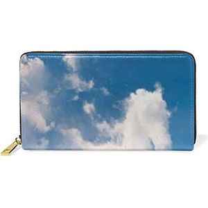 Cloud Horse White Blue Sky Artistic Leather Womens Rits Portemonnees Clutch Coin Case