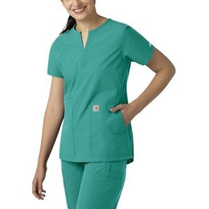 Carhartt Scrubs C12213 Dames Force Modern Fit Notch Neck Tuniek Top - XX-Large - Teal Blauw