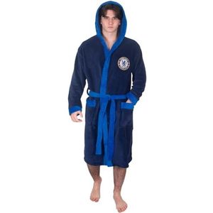 Chelsea FC - Fleece badjas met capuchon voor mannen - Officieel - Clubcadeau - Donkerblauw - Medium