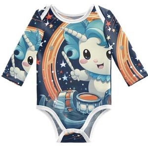 KAAVIYO Baby Hard Space Eenhoorn Lange Mouwen Uniseks Nieuwe Katoenen Bodysuit voor Kinderen 3-24 Maanden Zomer, Patroon, 9 Maanden