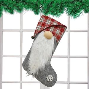 Kerstsokken Decoratie | Vilt Craft Grote Herbruikbare Faceless Doll Gift Stockings,Gnome Stocking Christmas Decor met Lanyard voor kerstbomen, open haarden, nachtkastjes, muren Voihamy