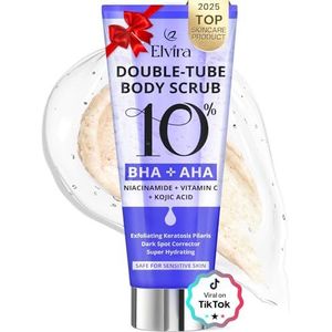 Elvira KP Bump Eraser Body Scrub, Exfoliërende Body Scrub voor Keratosis Pilaris, gladde huid met 10% AHA/BHA & Niacinamide, hydraterende en verhelderende, lichaamsverzorgingsproducten, diepe