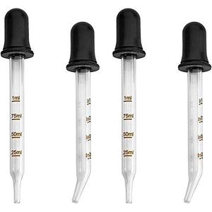 Eye Droppers - Pack of 4, Bulk Bent & Straight Tip Calibrated Glass Medicine Dropper Set