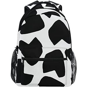 Zwarte stippen wit patroon schoolrugzak voor meisjes jongens middelbare school stijlvol ontwerp student tassen boekentassen, Patroon, 11.5×8×16In