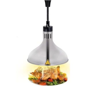 290 mm commerciële voedselverwarmerslamp, intrekbare voedselwarmtelamp met 250 W verwarmingslamp, voedselwarmte hanglamp for restaurant keuken thuis cafetaria gebruik (Color : Silver)