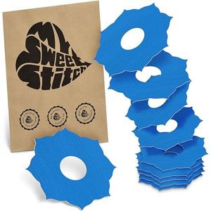 MySweetStitch | Pleister voor de Freestyle Libre 3 Sensor | Waterdicht, ademend en huidvriendelijk Rond (10 stuks) | Made in Germany | Buiten Ø 65mm, binnen Ø 20mm | Blauw