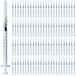 WANDGU 100 stuks spuit 1 ml: 1 ml/cc plastic tube 32G, plastic spuiten, multifunctioneel meetgereedschap, kleine doseerspuit, wegwerpspuiten klein, vloeibare spuit, per stuk verpakt (100 stuks, witte