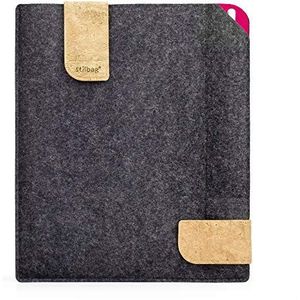 Stilbag vilten tas voor Apple iPad Pro 12.9 (2018) | Koffer van Merino wolvilt en kurk met Potlood vak | Model KUNO in antraciet - roze | Tablet beschermtas Made in Germany