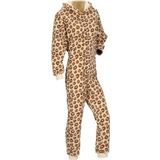 Morethansocks - Onesie - Panterprint - Maat S/M - Beige - Dieren Onesie - Onesie Dames