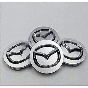 4 stuks Naafnaafdoppen voor Mazda 3 5 6 CX-9 RX8 MX5 Miata MPV 56mm, Waterdichte Naafdoppen, Slijtvaste Wieldoppen, Naafkapafwerking met Logo