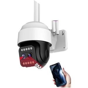Bewakingscamera, HD IP-camera 5MP buitencamera met dubbele lens Tweeweg audio Wifi-camera 4X zoom Menselijke detectie Beveiligingscamera(3MP Camera No Card)