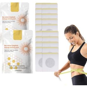 Bee Venom Patches, bijengif afslankpleister, lymfedrainage patches, zwelling, versnellen basaal metabolisme voor vrouwen en mannen (2 zakken/20 stuks)