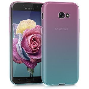 kwmobile hoesje compatibel met Samsung Galaxy A5 (2017) - backcover voor smartphone - Tweekleurig - roze/blauw/transparant