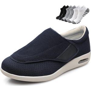 Diabetische Therapeutische Schoenen,Ademende Ondersteunende Sportschoenen Met Verstelbaar Sluitsysteem Voor Gevoelige Voeten(Blue,48 EU)