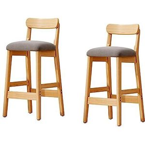 Barkrukken Barstoel Massief Houten Barkruk Set Van 2 Moderne Ontbijtstoelen Stoffen Zitkussen Barkrukken Voor Toonbank Keuken Thuis Bistrokruk(E,46 * 41 * 101cm)