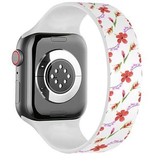 Solo Loop band compatibel met alle series Apple Watch 42/44/45/49mm (rood roze gember hibiscus paars) rekbare siliconen band band accessoire, Siliconen, Geen edelsteen