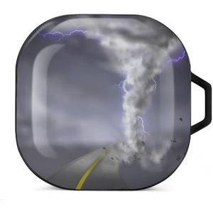 Tornado met Lightnings Earbuds Case Compatibel met Samsung Hard Shell Beschermhoes Zwart-stijl