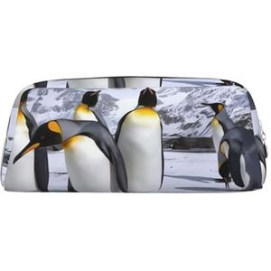 Arctic Animals Pinguïns Gedrukt Etui Lederen Make-up Tas Draagbare Reizen Toilettas Rits Kleine Opbergtas voor Vrouwen Meisjes, Zilver, Eén maat, Toilettas