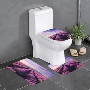 GeRRiT Romantische lavendel gedrukt 3 stuk badkamer tapijten set badkamer matten