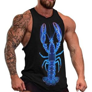 Blauwe kreeft mannen tank top causaal mouwloos T-shirt sportschool atletische spier tee strand vest