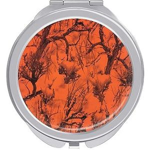 Oranje Camo Bomen Compact Kleine Reizen Make-up Spiegel Draagbare Dubbelzijdige Pocket Spiegels voor Handtas Purse
