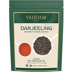 Green Velly Indian VAHDAM Darjeeling Loose Black Tea Leaves 250gms (100+ Cups) | 100% Pure and Natural Black Tea | Vacuum Sealed for Freshness | Premium Second Flush Black Tea