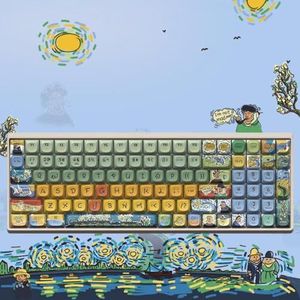 QPSJXN Aanpasbaar Touch Mechanical Toetsenbord, Triple Mode 100/68 2,4 g, draadloos bedraad, MX Red Switch Hot Swap Compatibel Gamer Keyboard (100 Keyboard-9)