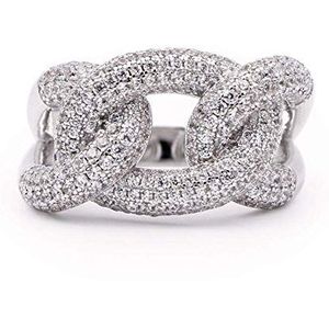 Elegante ringen kettingring zilver volledige zirkoon grote ketting vrouwelijke mode feest verlovingsring, maat: 6 (maat: 7)